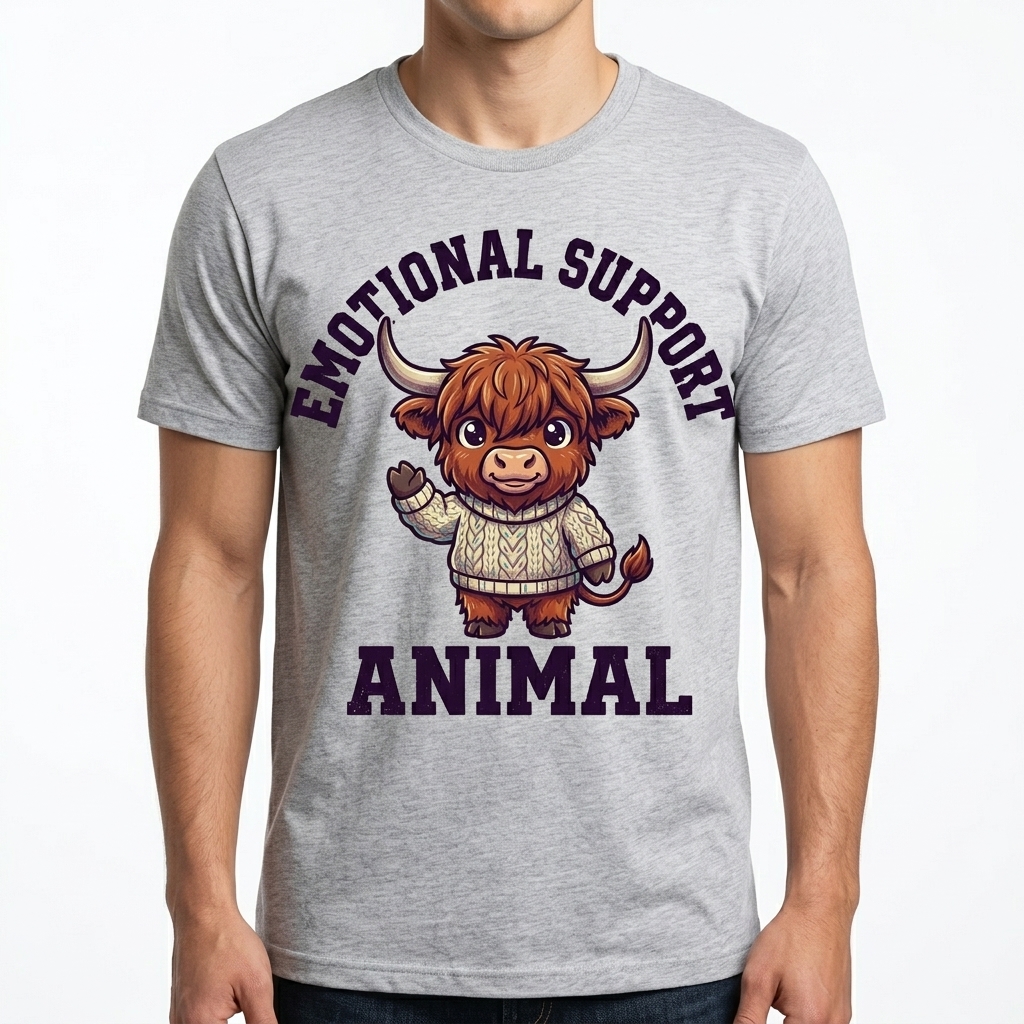 Emotional Support Highland Cow T-Shirt